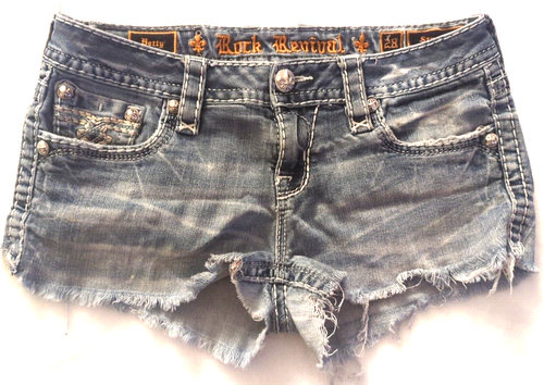 Rock Revival Betty Damenshorts gerade blau Denim Jeans Größe 28