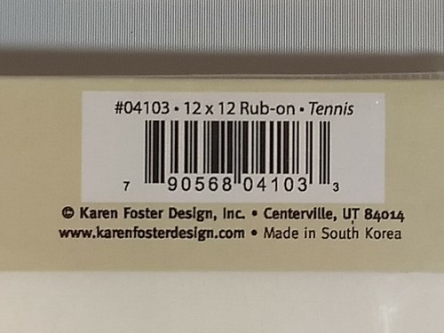 Karen Foster Design 12 x 12 Rub-On Transfer Sheet TENNIS Scrapbooking Crafts - Picture 6 of 7
