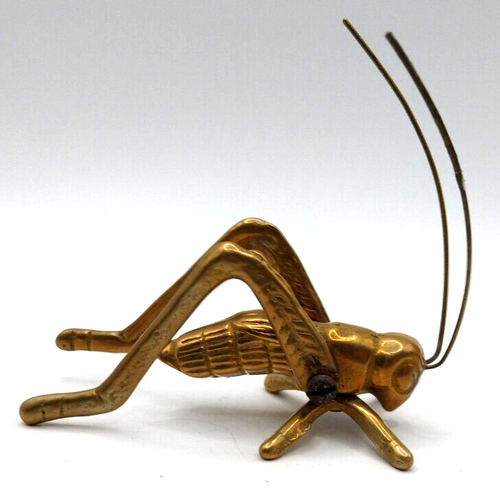 Vintage Brass Grasshopper Cricket Locust Insect Art Figurine Paperweight  - Picture 6 of 8