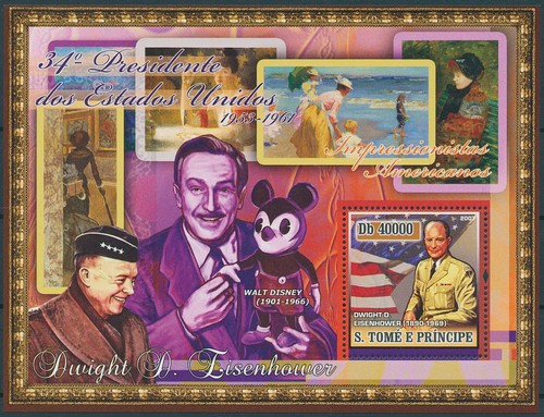Estampillas de los presidentes de Estados Unidos de Santo Tomé y Príncipe 2007 MNH Dwight Eisenhower People 1v SS