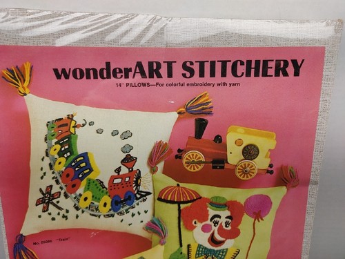 WonderArt Stitchery 14" Pillow Kit Train 05086 New Sealed - Picture 9 of 10