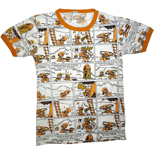 Vtg Carter's Orange Smurfs Comic Cartoon Pajama Shirt Top 12 Anos Years Spanish - Picture 1 of 5