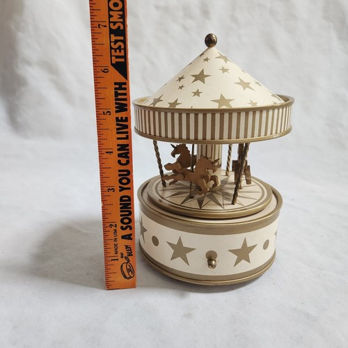 OTAGIRI Unicorn Carousel Music Box San Francisco Impossible Dream Gold Star ASIS - Picture 2 of 12