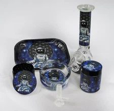 8 Pieces Smoking Set Grinder Beaker Tray Ashtray Jar Smoking Kit Astronaut