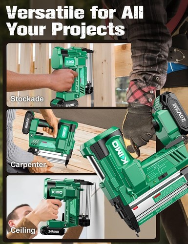 Ergonomic KIMO Cordless Nail Gun with LED Light, Safety Features & 1000 Staples - Picture 11 of 11
