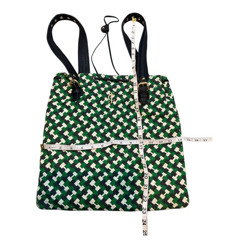 Juicy Couture Women’s Linen/Cotton Green and Blue Geometric Print Tote - Picture 14 of 14