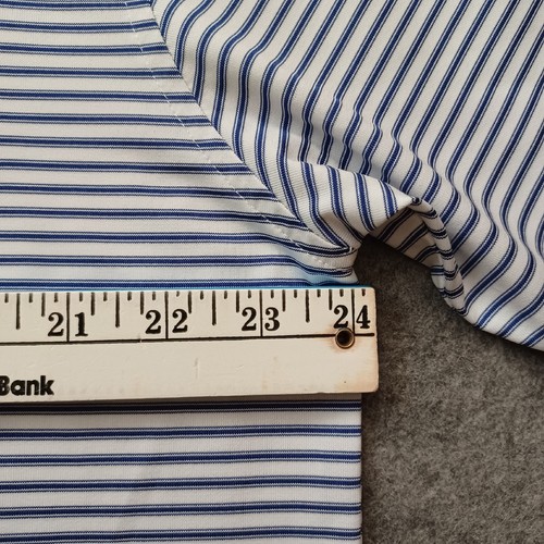 Donald Ross Shirt Mens Large Blue White Stripe Polo Golf Tennis Short Sleeve - Picture 5 of 15