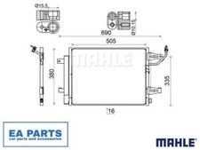 Condenser, air conditioning for MITSUBISHI SMART MAHLE AC 509 000S