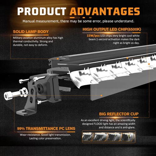 Curved 20"30"40"50" Slim Single Row LED Night Light Bar Off Road Driving SUV ATV - Picture 8 of 23