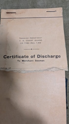 United States Coast Guard Book of Certificates of Discharge to Merchant Seaman - Picture 2 of 8