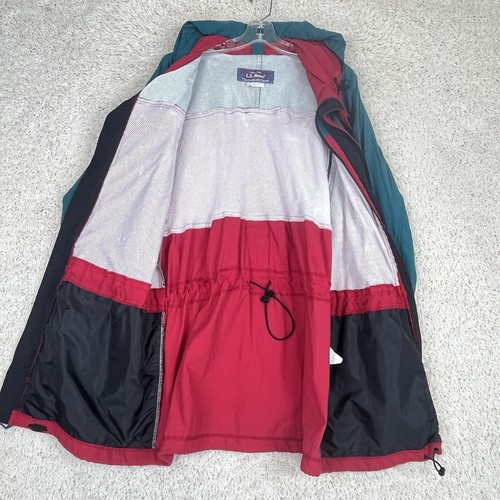 Vintage LL Bean Sunbuster Jacket Mens Large Red Green Hide Away Hood Vented - Picture 15 of 17