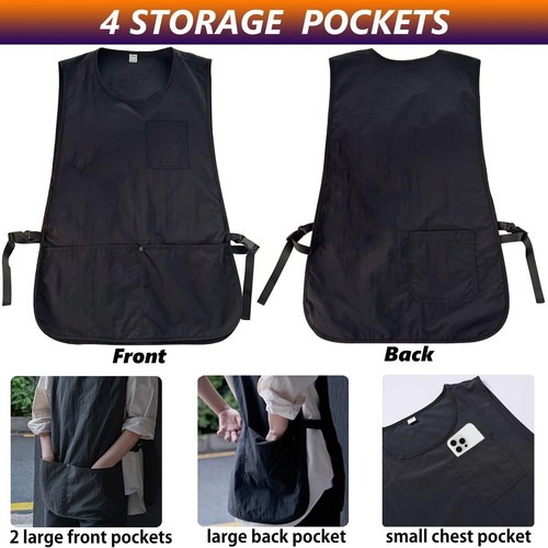 Barber Apron Smock Waterproof Work Apron with 4 Pockets Hair Stylist Apron Ve... - Picture 2 of 6