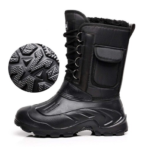 Men's Warm Snow Boots Medium Pile Thickened Anti-Skid Round Head Waterproof Leis - Picture 22 of 29