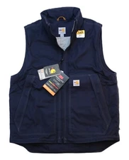 Carhartt Fire-Resistant Quick Duck Insulated Vest Men's Sizes Navy 103387 New