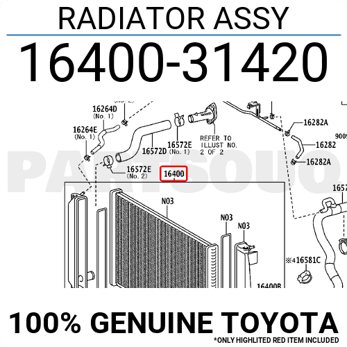 1640031420 Genuine Toyota RADIATOR ASSY 16400 31420 OEM EBay