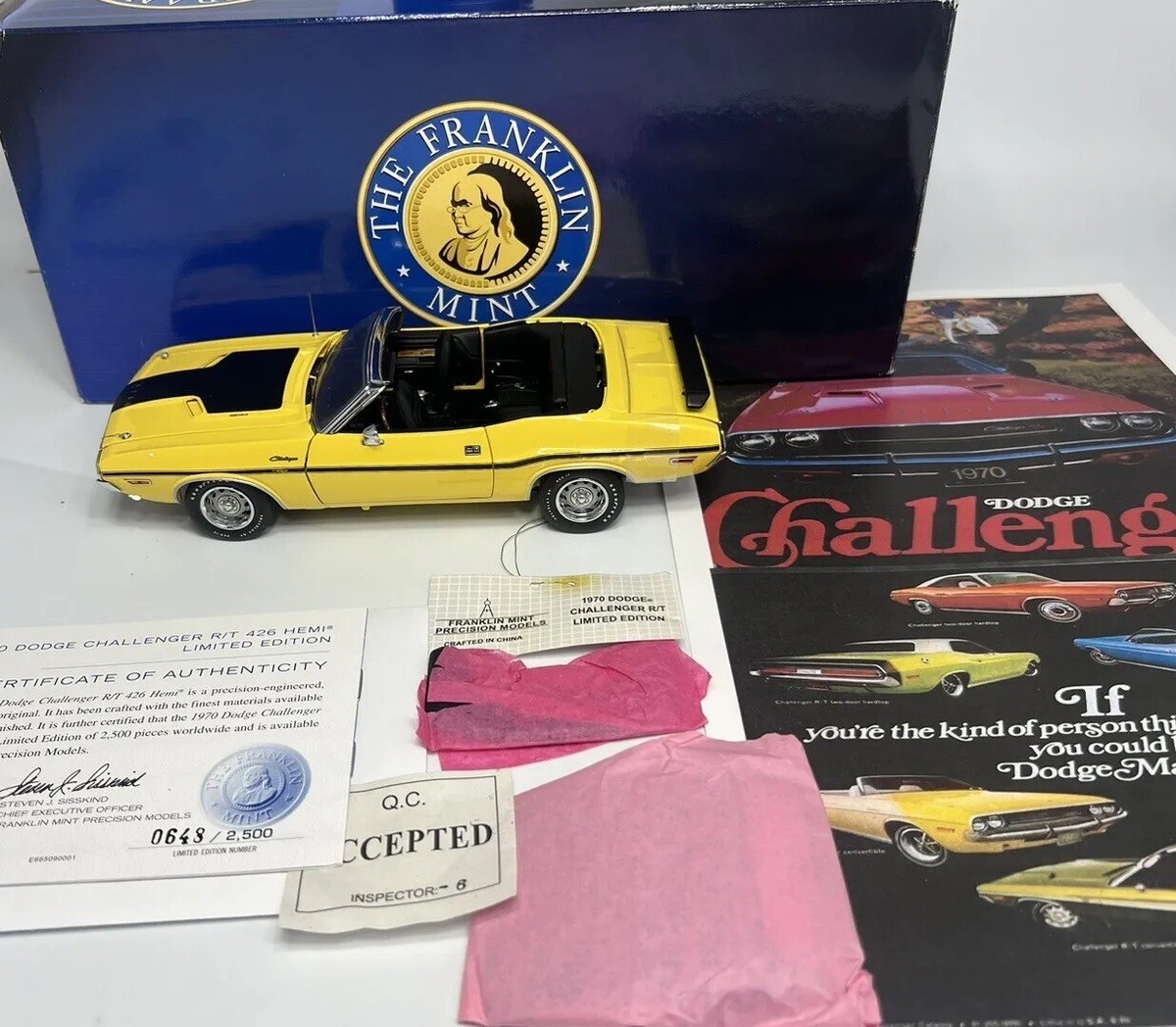Franklin Mint 1970 Dodge Challenger R/T 426 Hemi yellow | eBay
