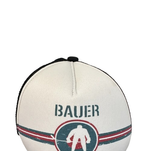 New Era Bauer Hockey Men’s One Size Trucker Hat Cap Snap Back White Black - Picture 3 of 11