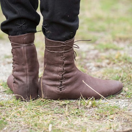 Medieval Leather Boots | Viking Renaissance Shoes | Pirate Brown SCA Footwear - Picture 2 of 4