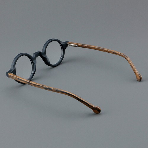 60s Vintage Small Round Wood Hand Made Eyeglass Frames Full Rim Light Glasses - Picture 8 of 15