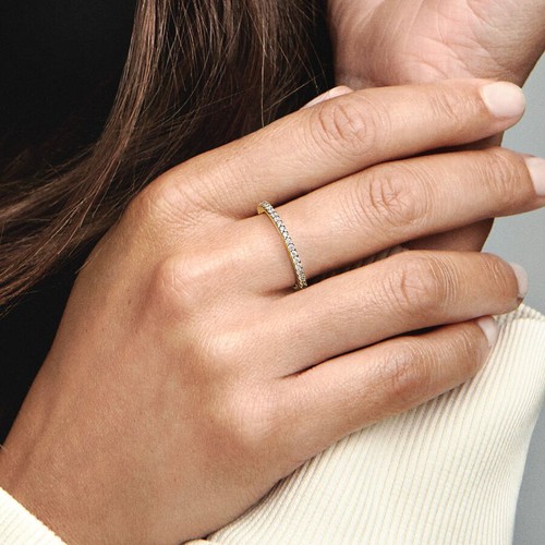 *BRAND NEW* Pandora Timeless Yellow Gold Plated Sparkling Band Ring 162999C01 - Picture 4 of 4