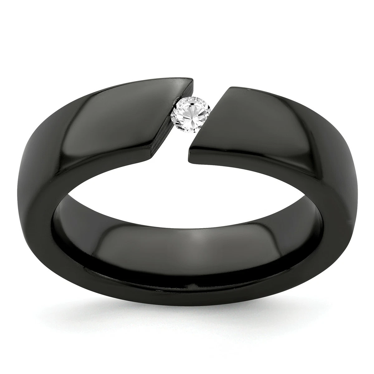 Wedding Rings : Tension-Set Titanium and Diamond Wedding