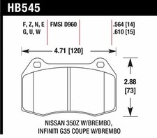 Hawk Disc Front Brake Pad for 03-09 Nissan 350Z Track HB545F.564