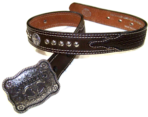 Youth Cavender's Buckle and Belt with Crosses - Size 22 - Picture 8 of 16