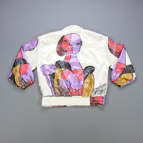 Rare VTG PAN ASIA Picasso Abstract Art Full Zip Windbreaker Jacket 90s Women’s M - Picture 2 of 11