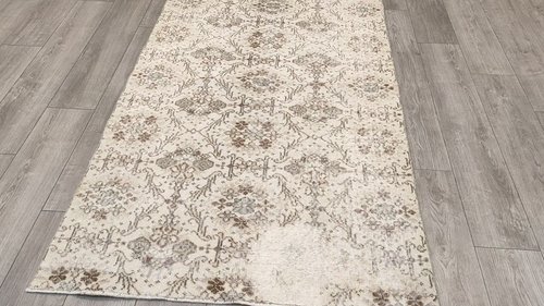 Alfombra Turca Vintage Colores Beige Y Marrón, Alfombra de Lana Natural, Alfombra Hecha a Mano - Vídeo 1 de 1