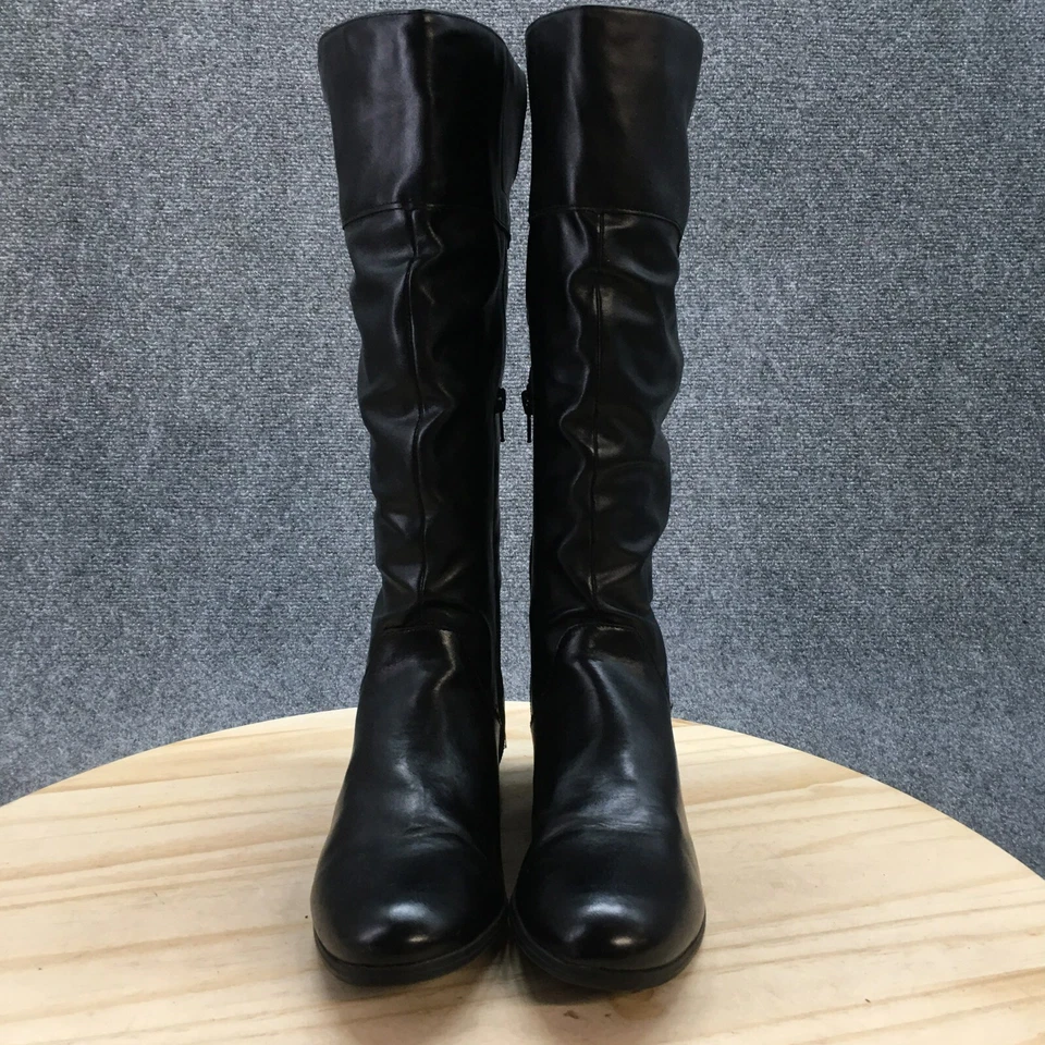 Style & Co Boots Womens 7.5 M Kelimae Tall Riding Black Faux Leather Zipper - Image 4 of 4