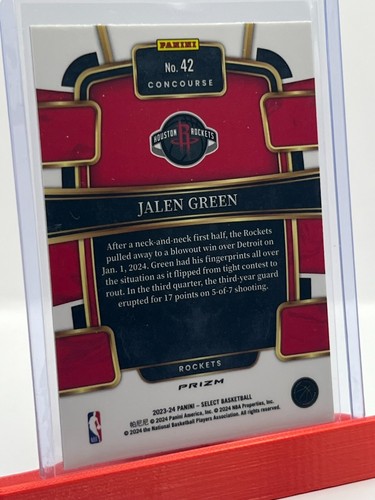2023-24 Panini Select - Concourse Blue Cracked Ice Prizm #42 Jalen Green - Picture 2 of 2
