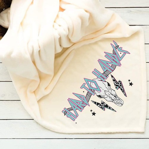 Hard To Handle Skull Western Fleece Blanket 50x60 Custom Photo Throw Blanket - Picture 1 of 2