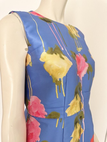 Blumarine Satin Watercolour Cornflower Satin Blue Roses dress Women’s IT 46 L🪩✨ - Picture 21 of 24