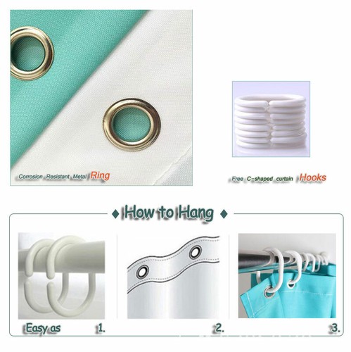 Dark Green Leaves Waterproof Bath Polyester Shower Curtain Liner Water Resistant - Imagen 8 de 8