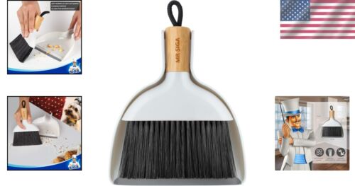 Durable Portable Dustpan and Brush Combo with Bamboo Handle for Easy Cleaning - Picture 2 of 9