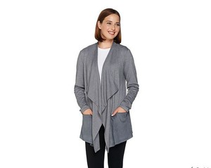 73-LOGO-Lounge-By-Lori-Goldstein-Medium-French-Terry-Cardigan-Faux-Suede-Hem