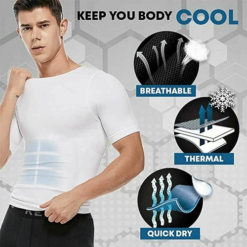 SecondSkin Men's Shaper Cooling T-Shirt Compression Vest Slimming Shapewear US - Picture 5 of 27