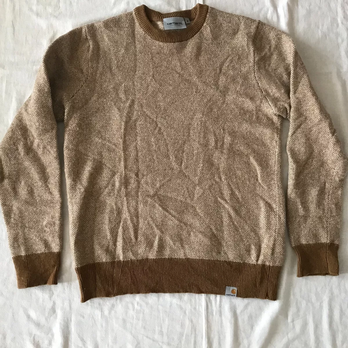 CARHARTT MEN S PULLOVER SPOONER WOOL SWEATER BEIGE SMALL US