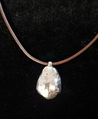 Silpada Sterling Silver Large Chunky Nugget Brown Leather Necklace 