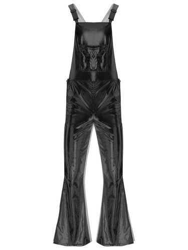 Men Metallic Festival Jumpsuit Romper Adjustable Suspender with Pockets Overalls - Picture 27 of 45