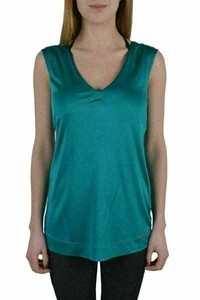 Just-Cavalli-Green-V-Neck-Sleeveless-Women-039-s-Blouse-Top-US-S-IT-40