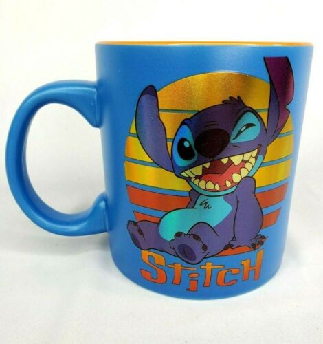 Disney Lilo & Stitch Blue Ceramic 14oz Mug Irridescent Stitch New - Picture 2 of 4