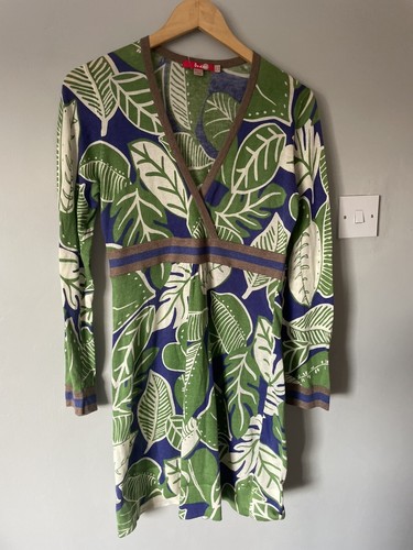 Boden Women's Midi Dress UK 12 Long Sleeved Leaf Print 100% Cotton - Picture 3 of 19