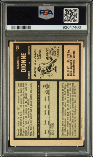 1971 O-Pee-Chee #133 Marcel Dionne Signed Rookie Card Autograph RC PSA 10 Auto - Picture 2 of 2