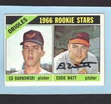 Autographed Eddie Watt orioles Topps 1966 #442 Rookie