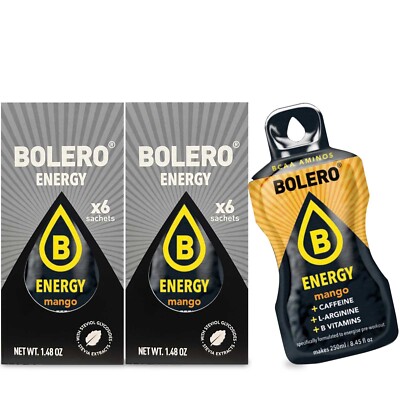 (129,64 /kg) Bolero Energy Getränkepulver Mango 12 x 7g Koffein BCAA Vitamine