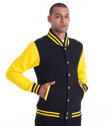 AWDis Unisex Men's Casual Varsity Baseball Jacket College Letterman American TOP - Picture 5 of 22