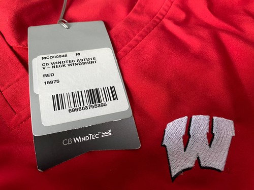 Cutter & Buck CB WindTec Astute V Neck Windshirt Red Wisconsin Badgers Medium - Bild 2 von 5