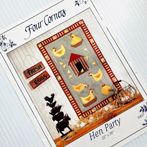 Hen Party Quilt PATTERN by Four Corners 9407 Chickens Farmhouse Eggs - Picture 7 of 7