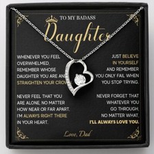 To My Badass Daughter Crown Necklace, Birthday Gift For Badass Daughter From Dad